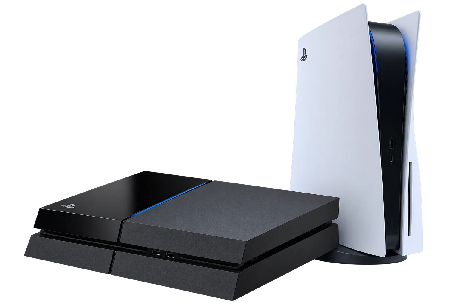 PS5 blanche et PS4 noire